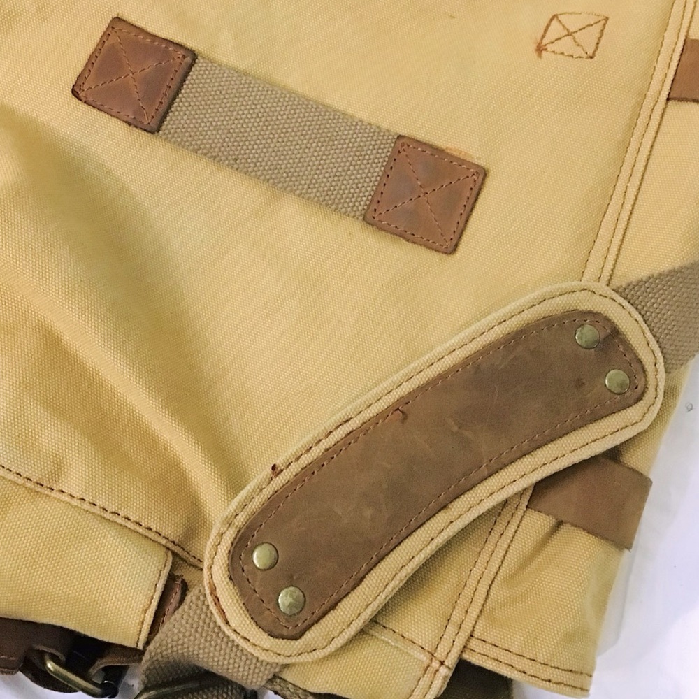 Vintage Augur Strauss & Co. Crossbody Messenger Style Canvas and Leather Bag - Picture 7 of 16